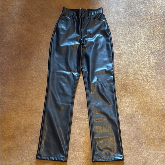 Black Faux Leather Pants curve love long